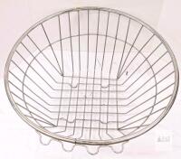 18" Stainless Steel Industrial Wire Basket, 10" Height, Hanging Hooks, Round Tapered Shape