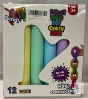 12-Pack Fidget Pop Tubes, Sensory Bendable Musical Pipes, 3+ Years, BPA-Free, Assorted Colors