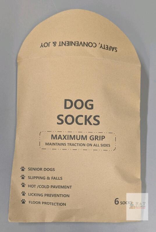 Stryfull Medium Dog Socks, 6-Pack, Anti-Slip Maximum Grip, M Size, Cotton Blend, Black/Gray