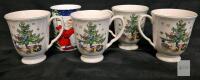 Nikko Happy Holidays Porcelain Christmas Mugs Set of 4 & Royal Heritage Bone China Holiday Mug
