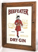 Bar Sign: Framed Mirrored Beefeater Dry Gin.