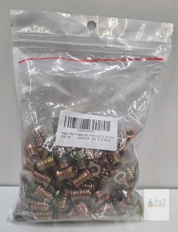 Wadayu 100pcs 1/4"-20 x 15mm Threaded Wood Inserts, Zinc Plated, Batch Code X0043UDTX9
