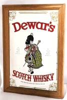 Bar Sign: Framed Mirrored Dewar's Scotch Whiskey.