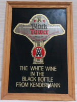 Black Tower White Wine Wood Framed Glass Bar Sign , 14"&times;20"