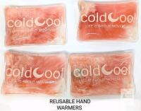 ColdCool Reusable Hand Warmers, Set of 4, Snap-To-Heat Sodium Acetate Packs 4.25"x3", Portable