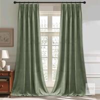 New StangH Sage Green Pinch Pleated Velve Curtains, Luxury Thermal Insulated Nursery Bedroom Window Drapes Back Tab Privacy Light Reducing Curtains for Home Office Closet, W38 x L84, 2 Panels