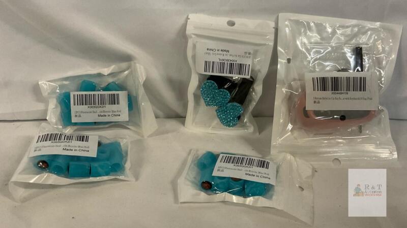 Car & Bicycle Accessories Lot &ndash; Fluorescent Valve Caps, Air Vent Decor, Silicone Key Cover (New)