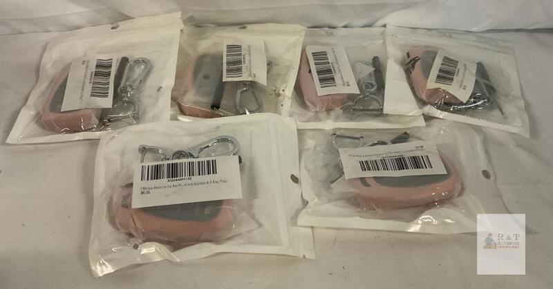 6 NEW Button Pink Reflective Car Key Fob Covers, Silicone w/ Keychain & D Ring, Sealed Packs, X00448H119