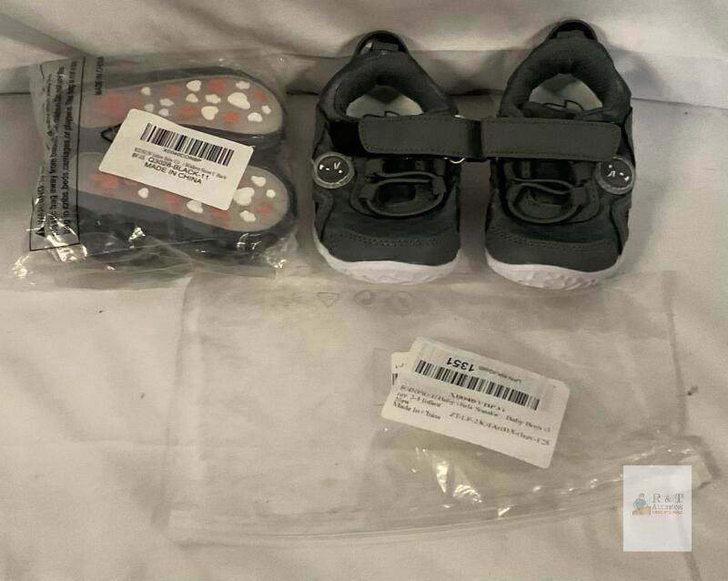 KIDSUN Infant Shoes Lot: Gray Toddler Sneakers & Black Heart Walker, Size 11, New in Packaging