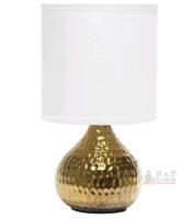 New - Simple Designs Mini Hammered Texture Gold Drip Table Lamp with White Shade