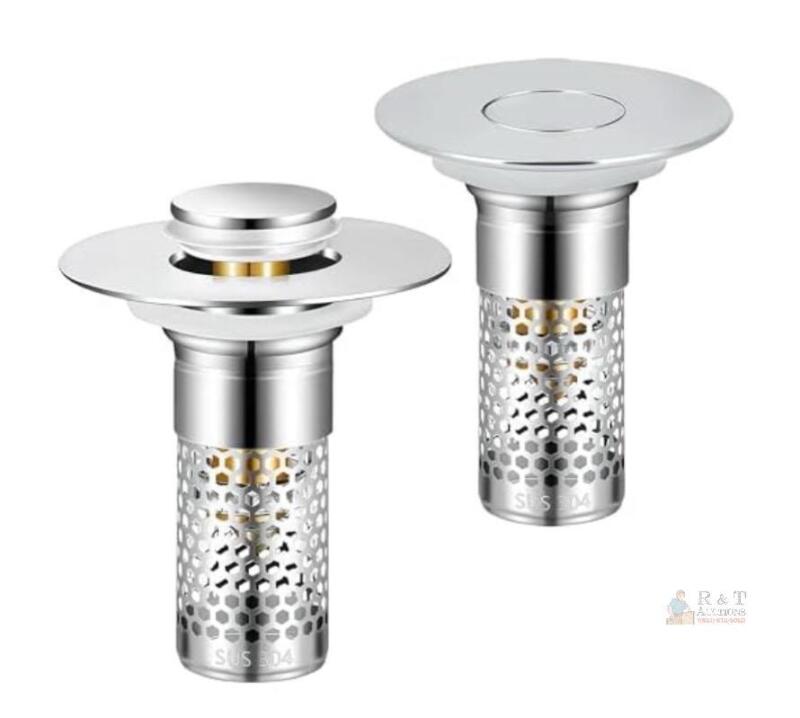 KaiLeQi Bathroom Sink Drain Strainer, Stainless Steel Pop-Up Stopper with Hair Catcher, Easy Installation