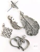 5 Vintage Non-Magnetic Unmarked Pendants Up To 2" Long, 14.2g Total Weight