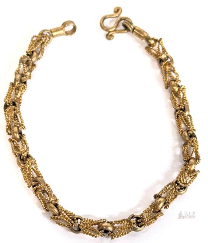 Vintage 7.5" Byzantine-Style Chain Bracelet, S-Hook Clasp, 8.6g, Non-Magnetic, No Stamps Found
