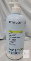 ATTITUDE Sensitive Natural Body Lotion, Oat Extra Gentle, Unscented, 16 fl oz (473 mL), Vegan, EWG Verified