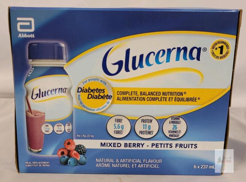 Glucerna Mixed Berry Meal Replacement, 6 x 237 ml, Diabetes Nutrition, 11g Protein, 5.6g Fiber