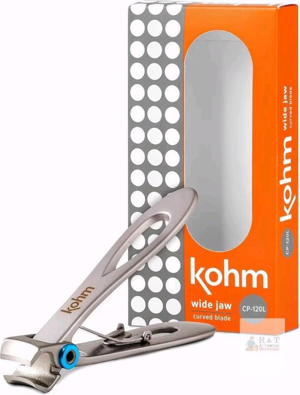 NEW Kohm CP-120L Wide Jaw Stainless Steel Nail Clipper, 0.59" Curved Blade, Original Box
