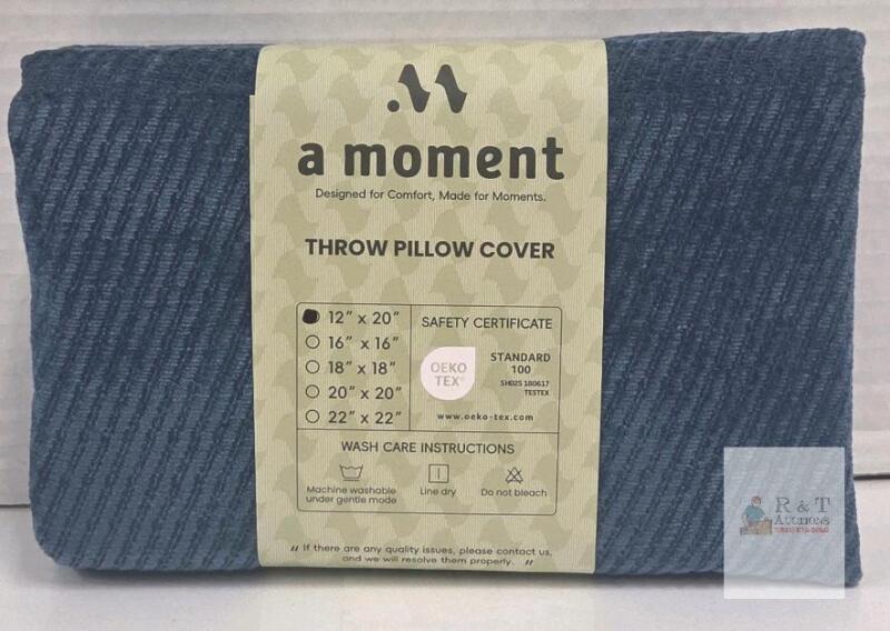 Blue 12"x20" a moment Throw Pillow Cover, OEKO-TEX Certified, Machine Washable