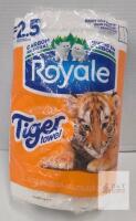 Royale Tiger Towel Paper Towel Roll, 2-Ply, 74 Half-Sheets, Carbon Neutral