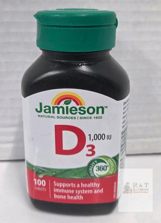 Jamieson Vitamin D3 1,000 IU Tablets, 100 Count, Exp 03/2028, Made in Canada, Non-GMO, Sealed