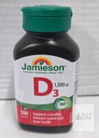 Jamieson Vitamin D3 1,000 IU Tablets, 100 Count, Exp 03/2028, Made in Canada, Non-GMO, Sealed