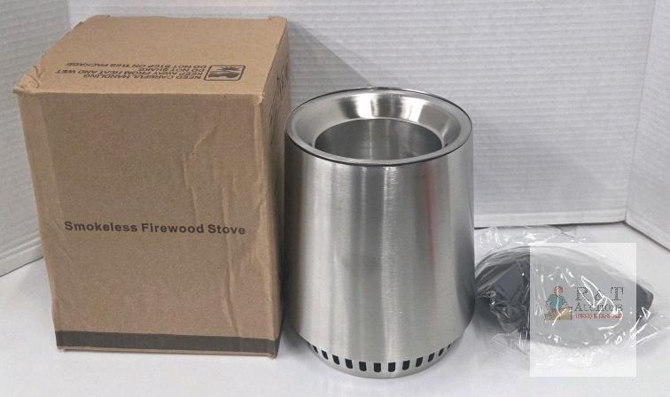 Stainless Steel Smokeless Firewood Stove, 8.3"x6.5", CE RoHS Certified, Portable Outdoor