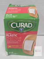 Curad X-Large Plastic Adhesive Bandages, 2 x 4 in, 50 Count, 4-Sided Seal, Non-Stick Pad, Lot 2507x