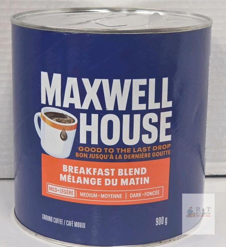 Maxwell House Breakfast Blend Ground Coffee, Mild Roast, 900g Can, Best Before Jan 2027