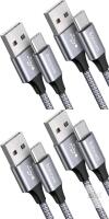 4 New Baiwwa USB-A to USB-C 3ft Long Fast Charging Cables, Nylon Braided [2 Packs of 2]