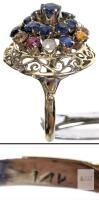 Stunning Stamped 14K - Gold and Gemstone Thai Princess Ring, Filigree, Open Gallery, Size 8.5