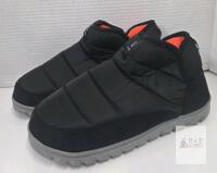 new Alpine North Seaton Insulated Puffer Slippers, US Size 7-8, Black with Orange Lining