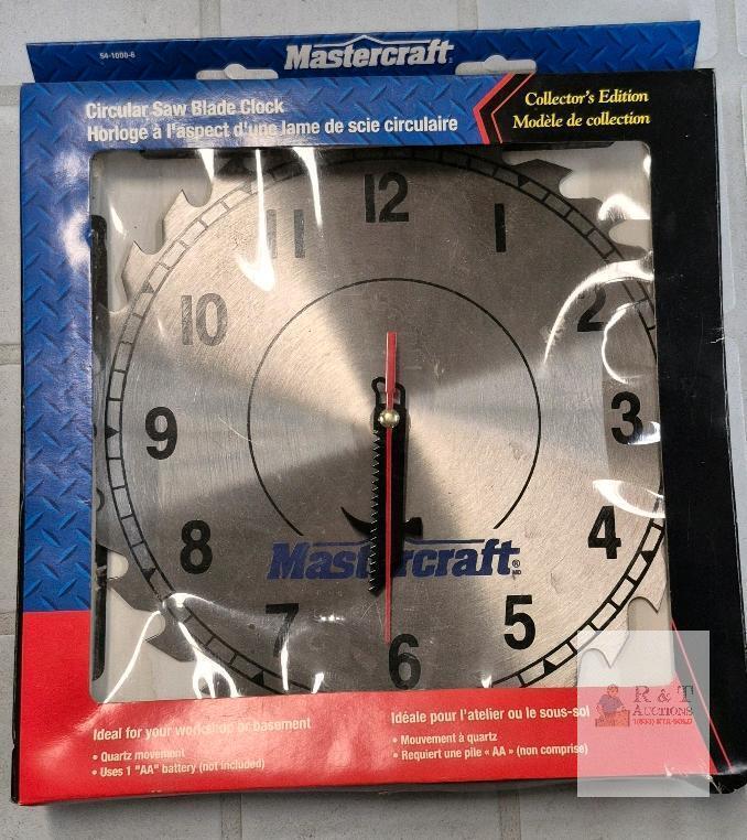 Mastercraft Circular Saw Blade Wall Clock, 12" Diameter, Collector's Edition, Quartz, New in Box