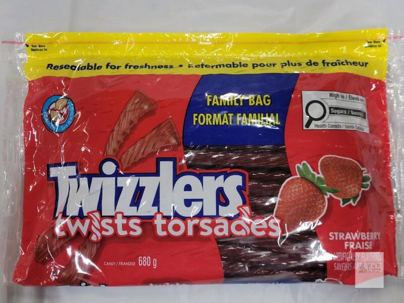 Twizzlers Strawberry Twists Family Bag 680g (24oz), Resealable, 43L04X27, Expiry 2026, UPC 056600808836