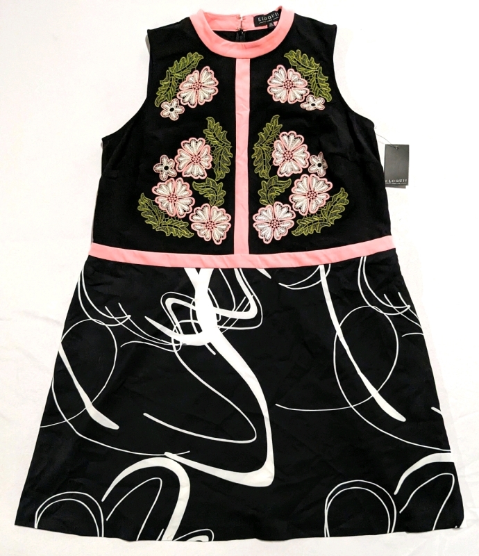 New ELOQUII Eloquii Floral Embroidered Applique Contrast Dress (Size 20)