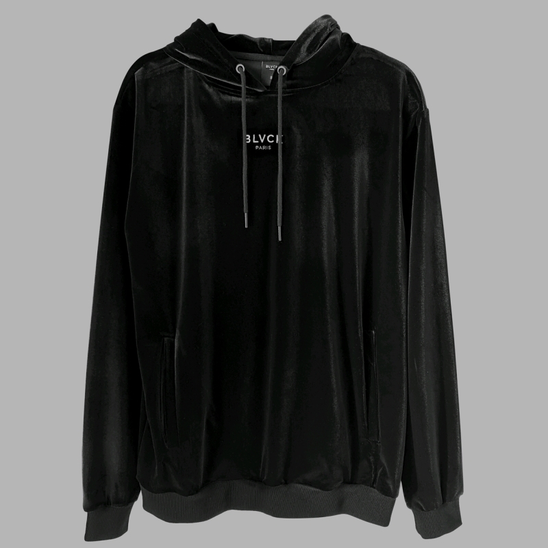 New BLVCK Paris Black Velvet Hoodie (Size XXL)