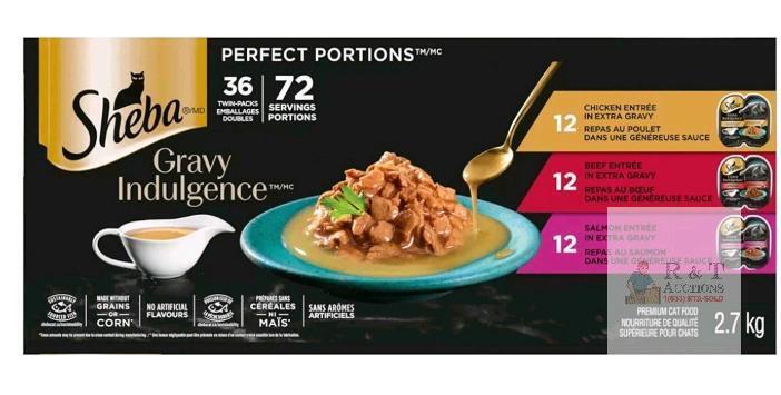 BB JAN 27 Sheba Gravy Indulgence Cat Food 2.7kg, 36 Twin-Packs (72 Servings), 3 Flavor Variety Pack