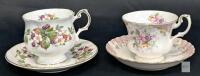 Vintage Royal Albert "Serenity" & Queen's "Wild Flowers" Bone China Tea Cups & Saucers, Ring True, No Chips or Cracks