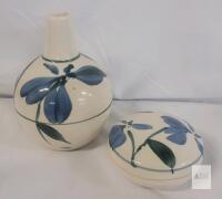 Vintage Matching Vase & Trinket Bowl w/Lid