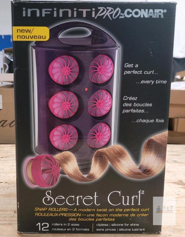Conair Infiniti Pro Secret Curl Heated Snap Rollers, 12 Silicone Rollers, 2 Sizes, Boxed
