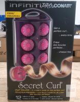 Conair Infiniti Pro Secret Curl Heated Snap Rollers, 12 Silicone Rollers, 2 Sizes, Boxed