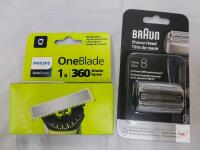 Philips OneBlade 360 Blade & Braun Series 8 Foil Shaver Head Replacement, New, OEM, Sealed Packages