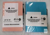 2 NEW PXY A5 Lined Notebook Set, 200 Pages Each, Pink and Blue, With Pen & Sticky Flags, Recyclable