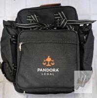 Pandora Legal 4-Person Picnic Backpack Set, Black, Plates, Glasses, Cutlery, Napkins, 14"x16"