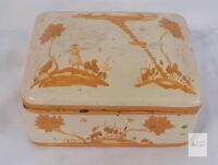 Vintage Asian Theme Hand-Painted Made in Italy Stoneware Trinket Box w/Lid