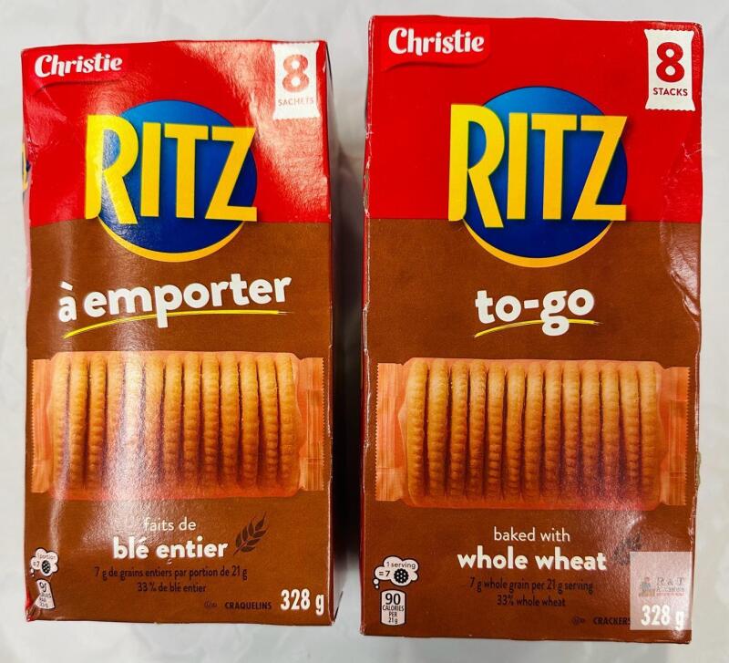 2 BB MAY 26 Christie Ritz Whole Wheat Crackers To-Go, 8 Individually Wrapped Stacks, 328g