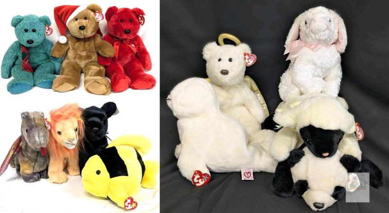 Vintage to Modern TY Beanie Buddies, Up To 9.5" - Incl Scorch, Bushy, Luke, Wallace, Pierre, Halo II, Peking, Chops +