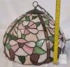 16" Tiffany-Style Stained Glass Floral Pendant Lamp, Pink Green Shade, Chain Mount, Ceiling Canopy - 4