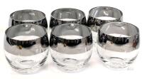 Set of 6 Roly Poly Silver Rim Tumblers, 3.25" , No chips or cracks.
