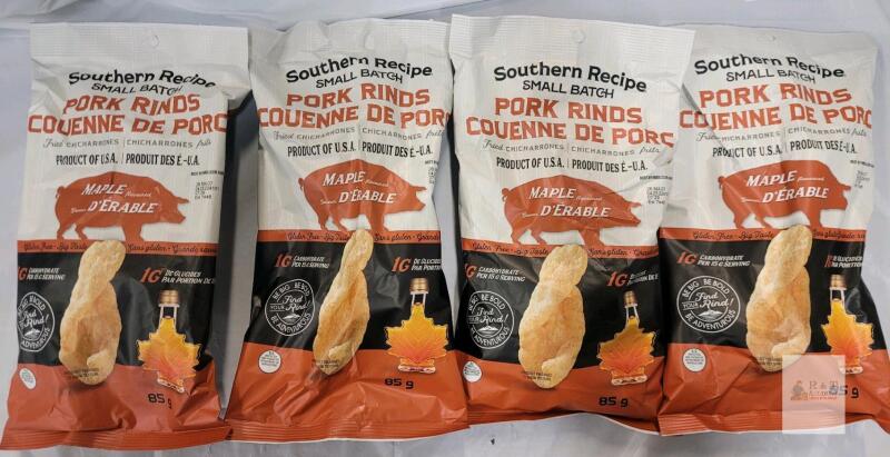 BB MAY 26 Southern Recipe Small Batch Maple Pork Rinds, 85g Bags, Gluten Free, Lot of 4,