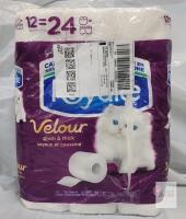 Royale Velour 2-Ply Bathroom Tissue, 12 Rolls, 142 Sheets per Roll, 3.8" x 3.9" Sheets