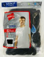 NEW Hanes Ultimate Slim Fit Tagless Men's T-Shirts, Large, 4-Pack, Black